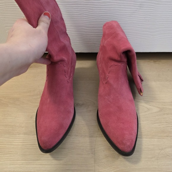 Gianni Bini Pink Suede Festival Going Out Cowgirl Mid Calf Boots Sizs 9.5M - Picture 4 of 12